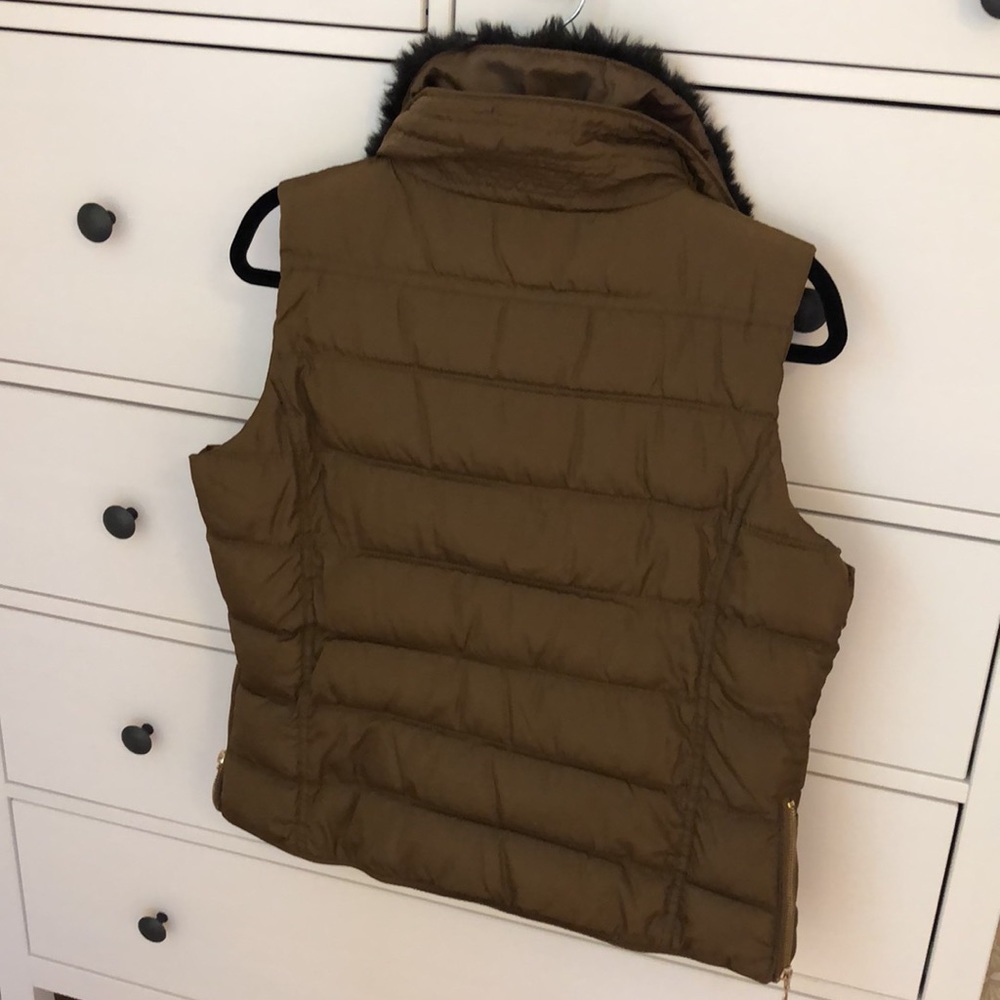 POLO Olive Brown Puffer Vest w/ Black Fur Neck - Picture 8 of 8